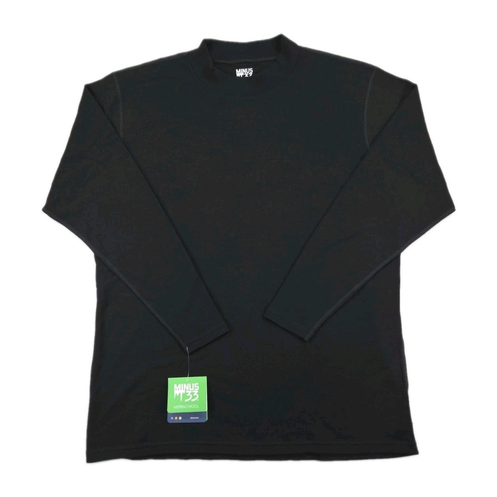 New Minus33 Merino Wool Midweight 245 Long Sleeve Shirt Mens 3XL Black Mock Neck